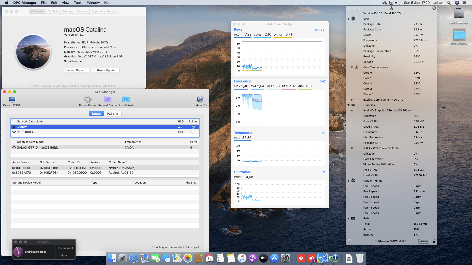 Success Hackintosh macOS Catalina 10.15.2 Build 19C57 at MSI Z170A Gaming Pro + Intel Core i5 7500 + Galax GT710
